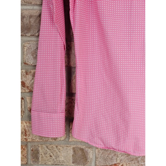 XOOS Trendy 2 Mens Pink Geometric Print Long Sleeve Button Up Dress Shirt Small - Picture 10 of 13